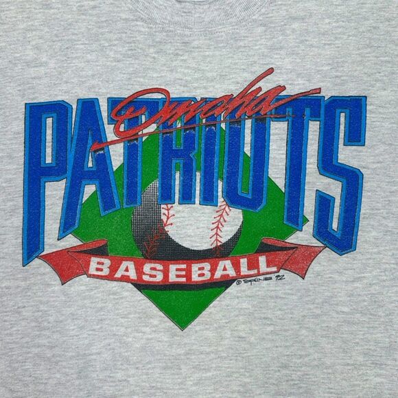 Vintage Jerzees 1992 Omaha Patriots Baseball Crew Neck Sweatshirt - Size XXL - Picture 2 of 7